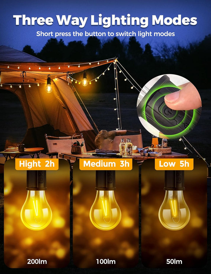 Eazycarts Rechargeable Hanging Bulbs for Backyards,Camping, and Backpacking
